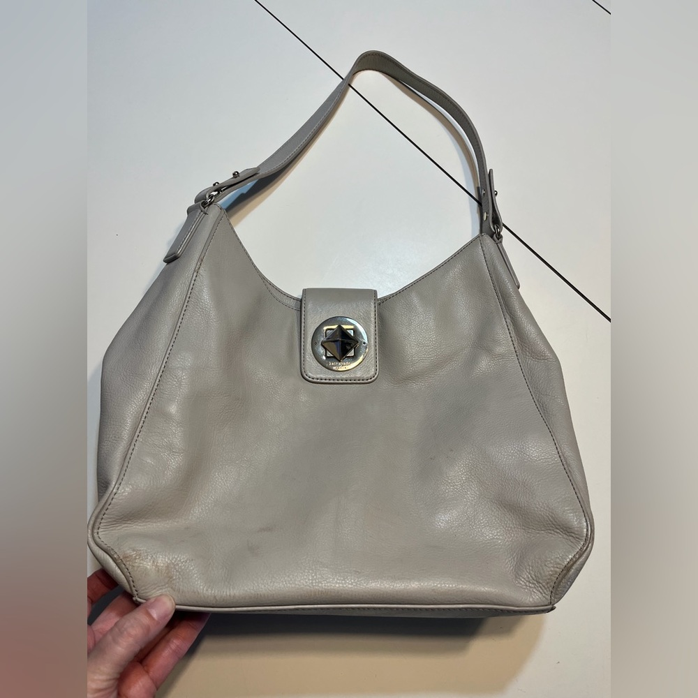 Kate Spade Chrystie Street Jamie hobo bag leather turn-lock closure bone white